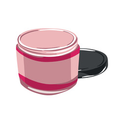 Cherry bright pink jar with cream, scrub, cosmetics