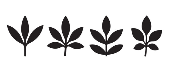 Leaf Silhouette Icons. Minimalist Botanical Illustrations with 3 to 7 Leaflets for Nature and Design Themes.