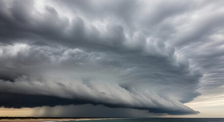 Dramatic Storm Cloud Over Coastal Beach