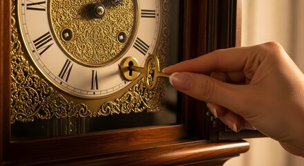 Winding an Antique Clock