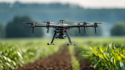 Drone monitoring futuristic green farm aerial smart agriculture