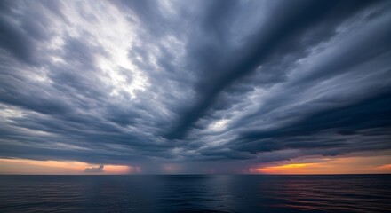 Dramatic Sky over Ocean at Sunset