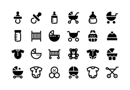 Baby Care Icon Set Design Layout