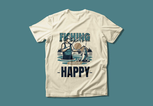 Fishing Makes Me Happy Editable T Shirt Design Layout