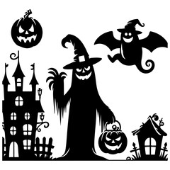 halloween background with pumpkin and bats vector