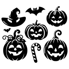 halloween pumpkin set silhouette 