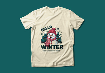 Hello Winter Season Editable T Shirt Print Design