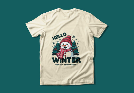 Hello Winter Season Editable T Shirt Print Design