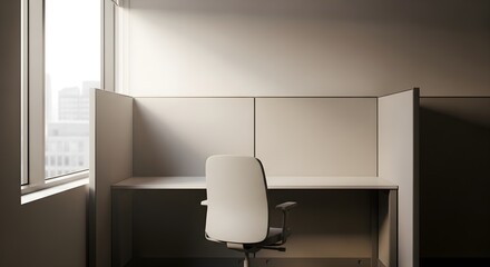 Empty office cubicle with chair