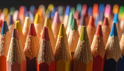 Colorful Crayon Tips Close Up.