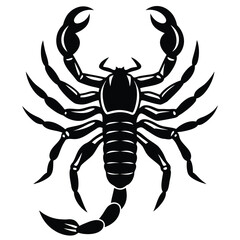 Silhouette of a scorpion, a venomous arachnid with pincers and stinger