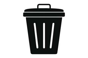 Black trash can icon, simple style for any design project