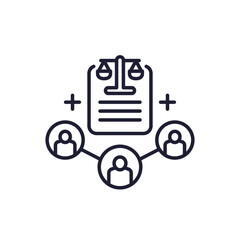 class action icon, collective legal case line design