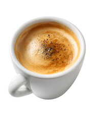 Fototapeta premium A steaming cup of rich espresso coffee with a creamy crema isolated on transparent background