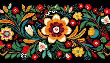 colorful floral polish folk embroidery