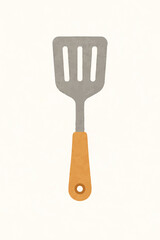 Illustration of a gray frying pan with a wooden handle on a white background.