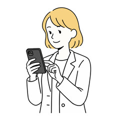 スマートフォンを操作する女性のイラスト