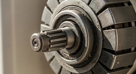 Close-up of a Worn Industrial Motor Shaft and Rotor