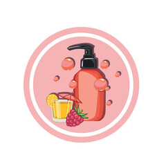 Shower gel cocktail bottle packaging illustration