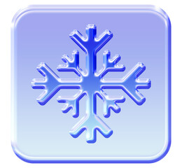 Glossy 3D Snowflake icon with a vibrant glassmorphism effect - Y2K inspired jelly winter symbol in blue gradient