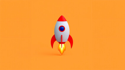 Simple 3d rocket emoji icon generated by ai