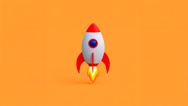 Simple 3d rocket emoji icon generated by ai - Powered by Adobe