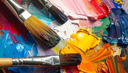 Colorful Paintbrushes and Palette.