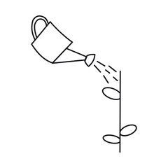 Watering Can Nurturing Growth - Sprout Illustration.