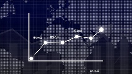 Global business data graph with dollar amounts and globe overlay highlighting financial analytics insights. Financial Data Graph with Globe and Dollar Amounts chart business. - Powered by Adobe