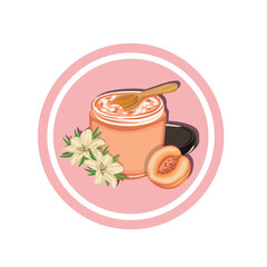 Body Scrub Jar with Peach Pit Cosmetics, Cartoon