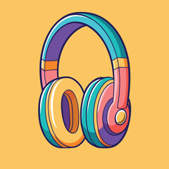 Hand drawn cute cartoon illustration of wireless headphones Flat vector head