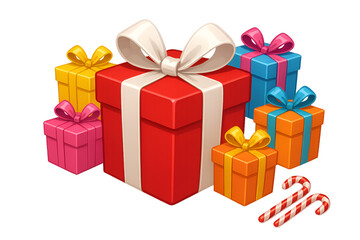 Obraz premium Christmas Gift Boxes with Candy Canes Illustration