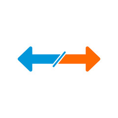 Arrow symbol pointing in opposite directions representing exchange, transfer, or comparison on a clean white backdrop, conveying a sense of balance and duality.