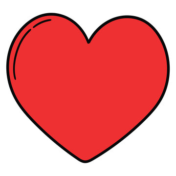 Hand-drawn cartoon red heart on a white background.