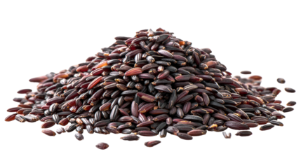 A pile of mixed grains and seeds isolated on transparent background