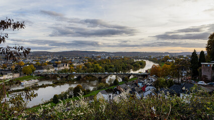 view from the top of the Sunset on the Moselle River in Trier, Germany