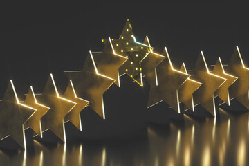Fototapeta premium Futuristic geometric crystal glass in Christmas concept. 3d rendering