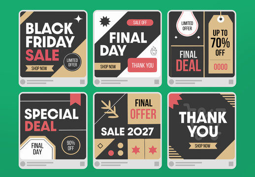 Modern Black Friday Sale Template Pack Editable Design Layout