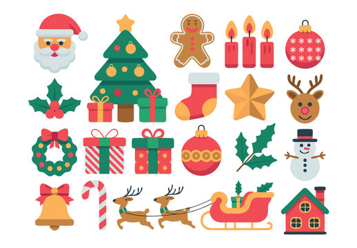 Modern Christmas Vector Illustrations Set
