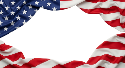 American flag border with black center isolated on transparent background