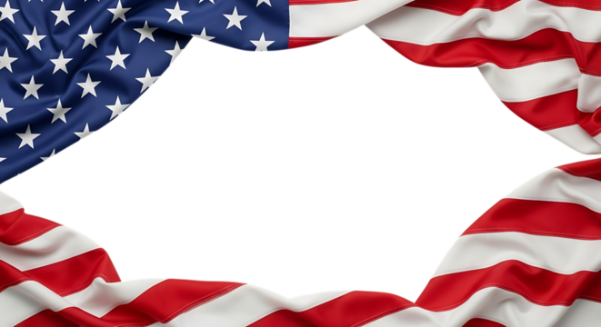 American flag border with black center isolated on transparent background