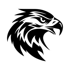 Fierce Eagle Head Silhouette Illustrating Strength, Power, and Freedom in Bold Black Design for Creative Use