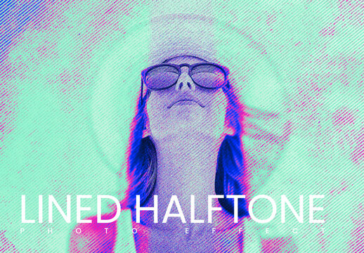 Vintage Halftone Lines Effect Mockup
