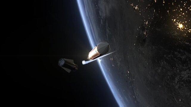 Intercontinental Ballistic Missile Stage Separation Test and Trajectory over Night Atmosphere Iran