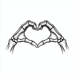Skeleton Hands Making Heart Shape Illustration