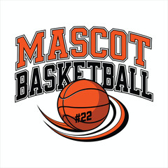 Mascot Style Basketball Logo with Ball and Typography