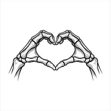 Skeleton Hands Making Heart Shape Illustration