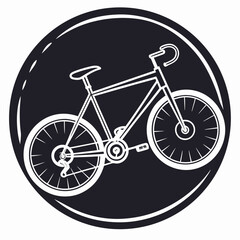 Fototapeta premium White outline of a bicycle inside a dark circular background bike cycling