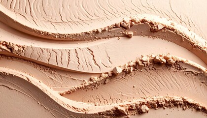 Macro shot of pale, fine-grained powder arranged in textured, flowing, curved lines. The powder has a light beige tone with tiny granules visible