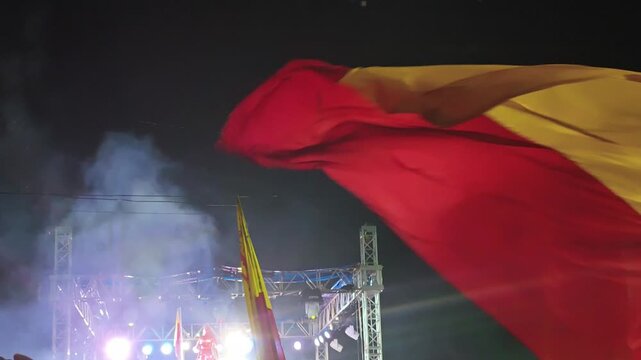 A colorful scene from Belagavi, Karnataka, during Kannada Rajyotsava celebrations. Perfect for cultural, travel, and festival-related projects highlighting Indian unity, pride, and tradition.